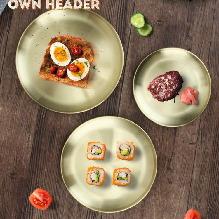 Stainless Steel Thickened Round Plate Cafe Tray Fruit Cake Plate Bone Plate Dish Shallow Plate, 14cm Brushed Matte Silver, 17cm Brushed Matte Silver, 20cm Brushed Matte Silver, 23cm Brushed Matte Silver, 26cm Brushed Matte Silver                       ...