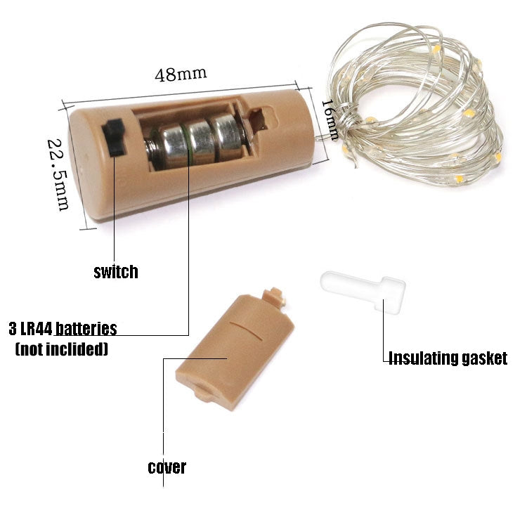 10 PCS LED Wine Bottle Cork Copper Wire String Light IP44 Waterproof Holiday Decoration Lamp, 1m 10LEDs, 2m 20LEDs