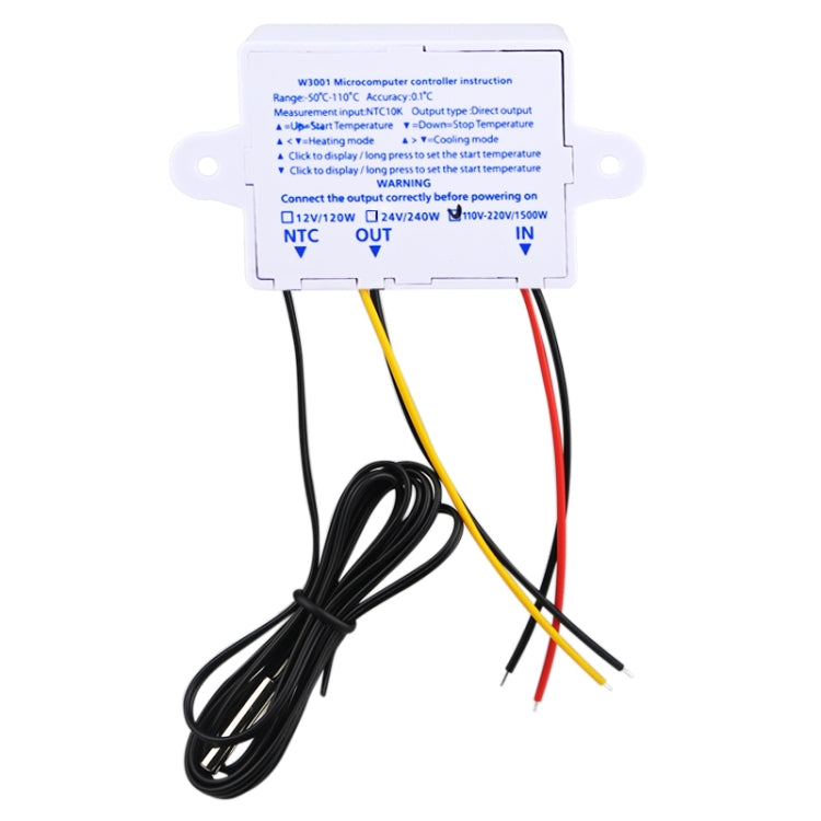 XH-W3001 Digital LED Temperature Controller Arduino Cooling Heating Switch Thermostat NTC Sensor, 12V, 24V, 220V, Probe line