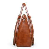 4 in 1 Ladies Retro Handbag Fashion Large Capacity Sub-Diagonal Bucket Bag, Red Eine, Light Grey, Black, Brown