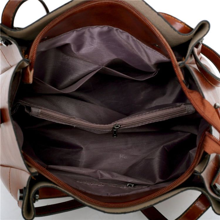 4 in 1 Ladies Retro Handbag Fashion Large Capacity Sub-Diagonal Bucket Bag, Red Eine, Light Grey, Black, Brown