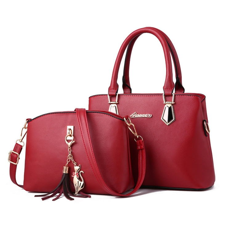 2 in 1 Women Casual Fashion Messenger Handbags Large Capacity Bag, Red Wine, Navy Blue, Black, Pink, Khaki Red Wine