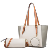 3 in 1 Fashion Simple Lady Diagonal Large Capacity Handbag, White, Navy Blue, Black, Coffee, Brown White