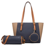 3 in 1 Fashion Simple Lady Diagonal Large Capacity Handbag, White, Navy Blue, Black, Coffee, Brown Navy Blue