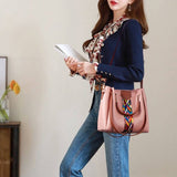 4 in 1 All-Match Messenger Handbag Ladies Fashion Large-Capacity Bag, White, Red Wine, Green, Black, Gray, Brown, Pink