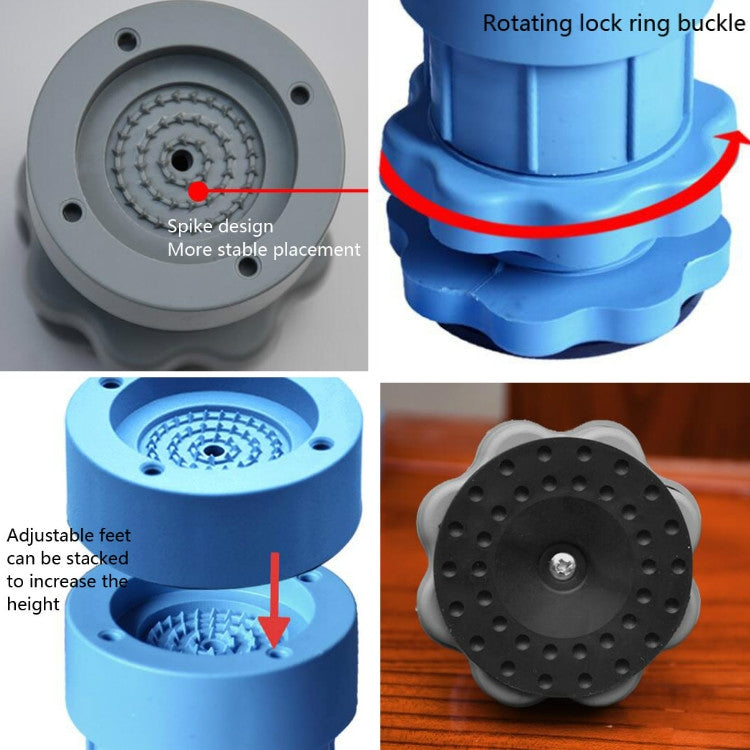 4 PCS / Set Furniture Home Appliance Washing Machine Rubber Foot Mat Moisture-Proof Shock Absorption Heightened Foot Mat Base, 2.5cm Plus Layer Gray, Adjustable Height About 8-9.5cm Gray, 2.5cm Plus Layer Blue, Adjustable Height About 8-9.5cm Blue