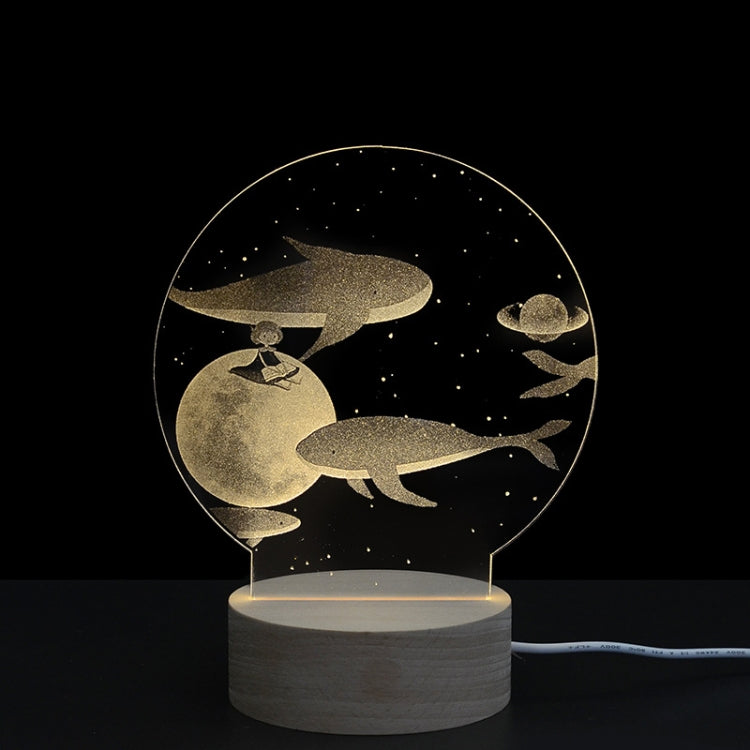 3D Atmosphere Decorative Light Acrylic Inner Carved LED Night Light Creative Girl Table Lamp, Double Deer, Whale Girl, Deer, Cartoon Astronaut, Good Night, Flamingo, Full Moon, Tree Cat, Swan, Stars And Moon, Full Moon Swan, Moon Girl