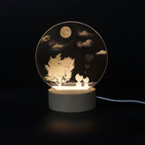 3D Atmosphere Decorative Light Acrylic Inner Carved LED Night Light Creative Girl Table Lamp, Double Deer, Whale Girl, Deer, Cartoon Astronaut, Good Night, Flamingo, Full Moon, Tree Cat, Swan, Stars And Moon, Full Moon Swan, Moon Girl