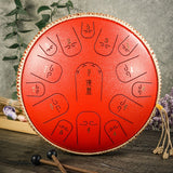 15-Tone Ethereal Drum 14-Inch Steel Tongue Drum Hollow Drum Sanskrit Drummer Disc, Red, Black, Golden, Purple, Navy Blue, Blue Red