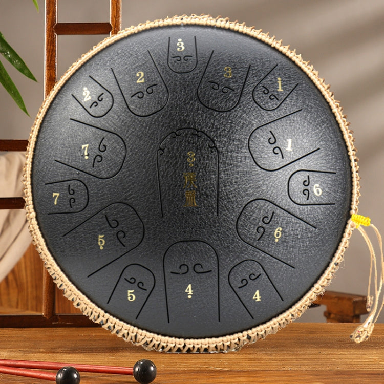 15-Tone Ethereal Drum 14-Inch Steel Tongue Drum Hollow Drum Sanskrit Drummer Disc, Red, Black, Golden, Purple, Navy Blue, Blue Black