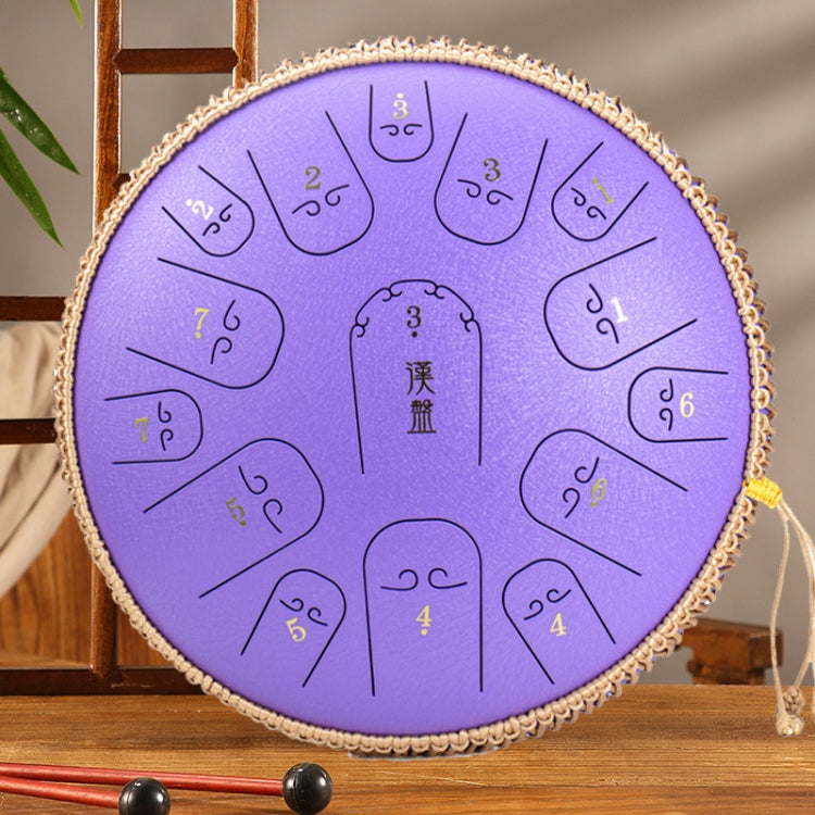 15-Tone Ethereal Drum 14-Inch Steel Tongue Drum Hollow Drum Sanskrit Drummer Disc, Red, Black, Golden, Purple, Navy Blue, Blue Purple