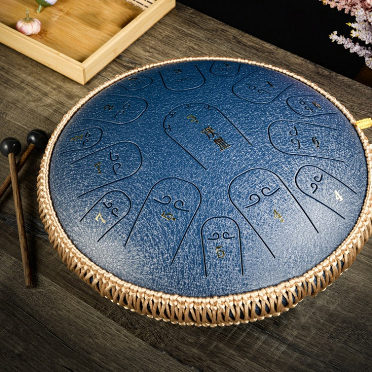 15-Tone Ethereal Drum 14-Inch Steel Tongue Drum Hollow Drum Sanskrit Drummer Disc, Red, Black, Golden, Purple, Navy Blue, Blue Navy Blue