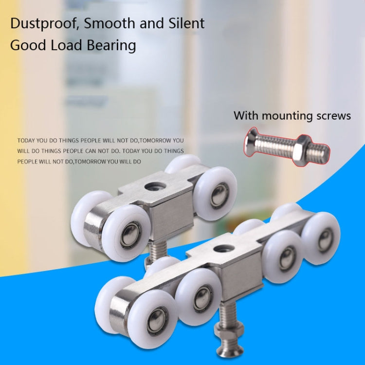 Stainless Steel Sliding Door Hanging Wheel Silent Smooth And Wear-Resistant Sliding Door Pulley Nylon Hanging Rail, 4 Wheels, 8 Wheels