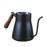304 Stainless Steel Coffee Hand Pot Wooden Handle Coffee Pot Teflon Long-Mouth Slender Pot, Without Thermometer, With Thermometer Without Thermometer