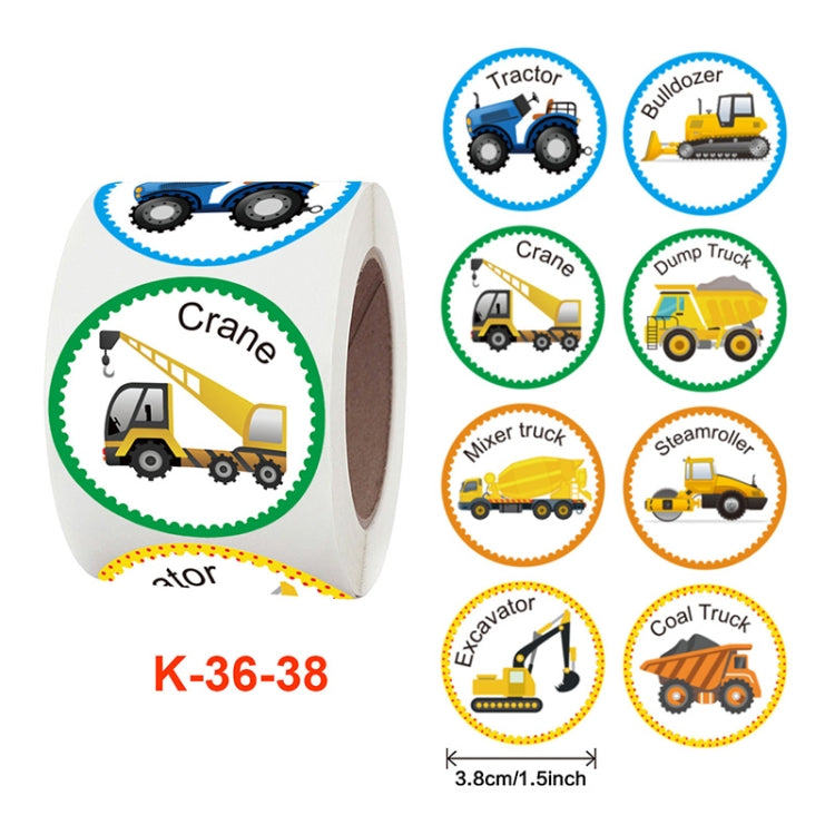 2 PCS Roll Children Reward Sticker Holiday Decoration Label, K-36-38 3.8cm / 1.5inch, K-37-38 3.8cm / 1.5inch