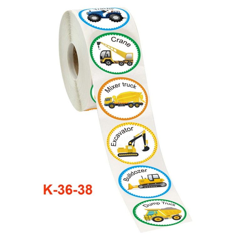 2 PCS Roll Children Reward Sticker Holiday Decoration Label, K-36-38 3.8cm / 1.5inch, K-37-38 3.8cm / 1.5inch