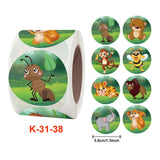 Roll Children Animal Cartoon Stickers Holiday Decoration Label, 3.8cm / 1.5inch