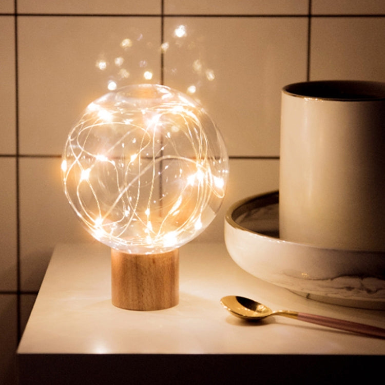 Star Moon Night Light USB Wood Base LED Atmosphere Light, Round Base