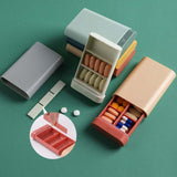3 PCS Portable Sealed Pill Storage Box Divided Into Compartments Portable Mini Pill Box, Blue, Green, Gray, Pink