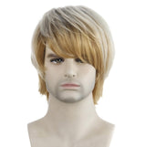 Light Blond Short Hair Men Chemical Fiber Wig, Light Gold