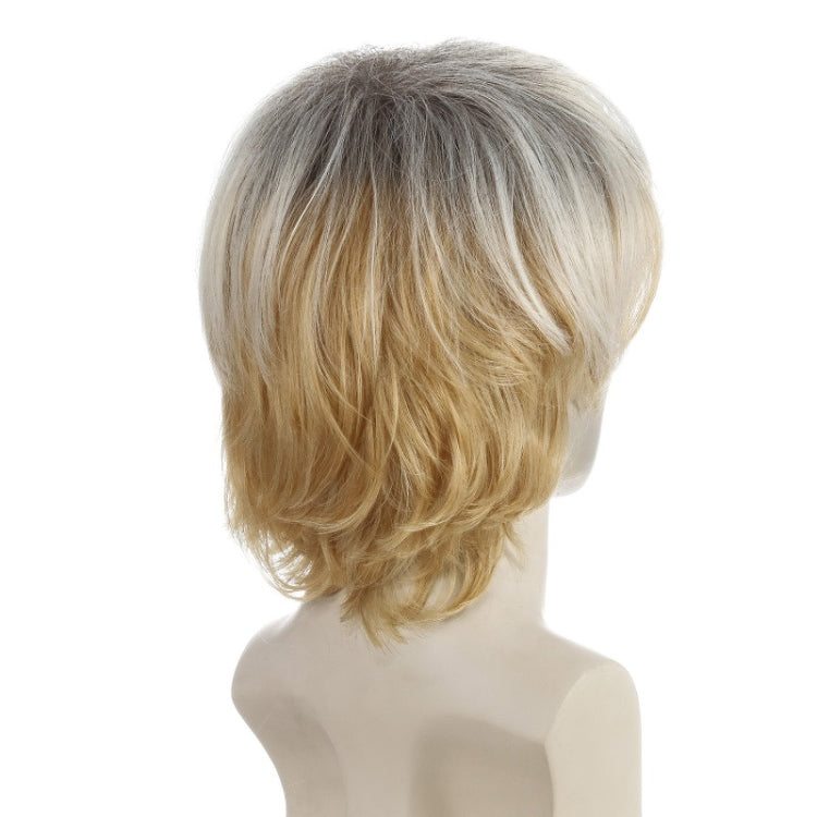 Light Blond Short Hair Men Chemical Fiber Wig, Light Gold