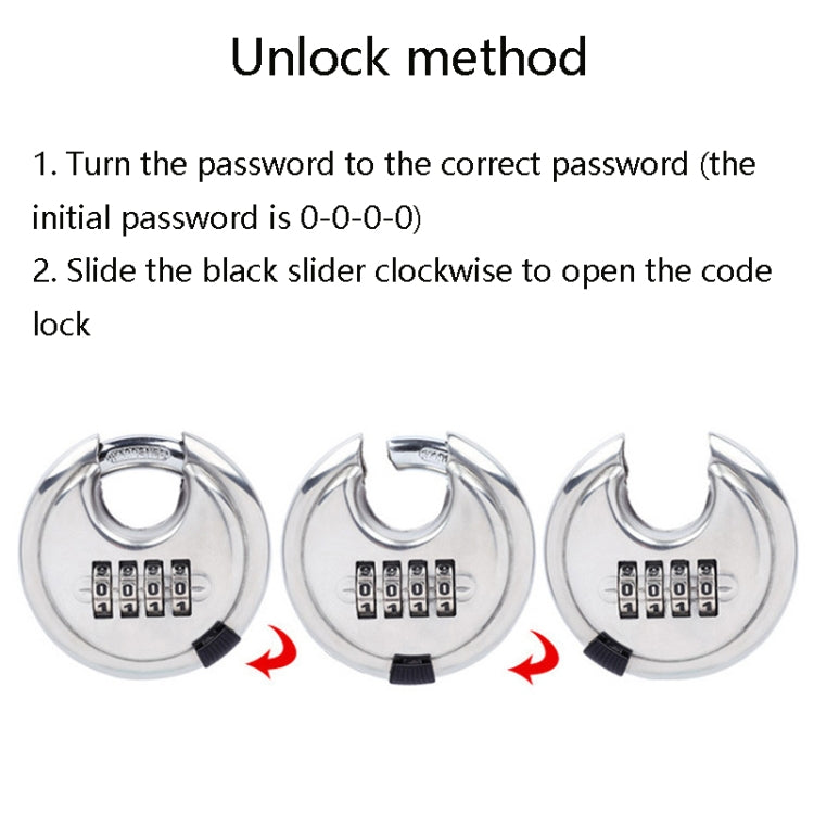 Stainless Steel Password Padlock 304 Waterproof And Rust-Proof Outdoor Courtyard Door Cabinet Lock Round Cake Lock, Password Padlock Round Cake Lock