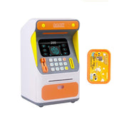 Simulation Face Recognition ATM Cash Deposit Box Simulation Password Automatic Rolling Money Safe Deposit Box, Orange (Battery Version), Blue (Battery Version), Orange (Charging Version), Blue (Charging Version)