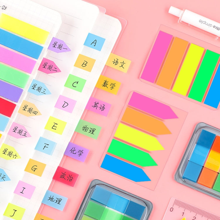 5pcs Fluorescent Transparent Small Sticker Note Indicator Label Index Sticker, 7660 (One Box), 7661 (One Pack), 7662 (One Pack), 7663 (One Pack), 7664 (One Pack), 7665 (One Pack)