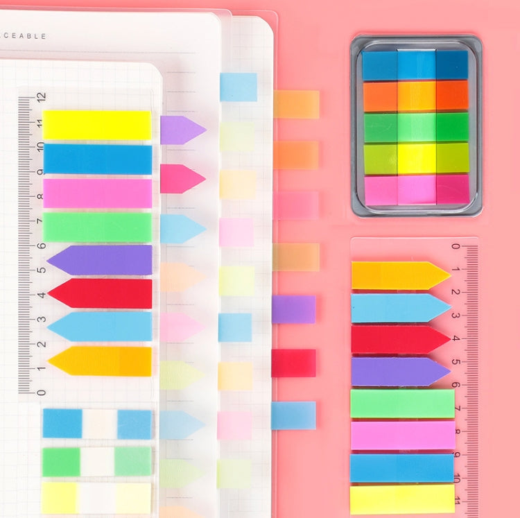 5pcs Fluorescent Transparent Small Sticker Note Indicator Label Index Sticker, 7660 (One Box), 7661 (One Pack), 7662 (One Pack), 7663 (One Pack), 7664 (One Pack), 7665 (One Pack)