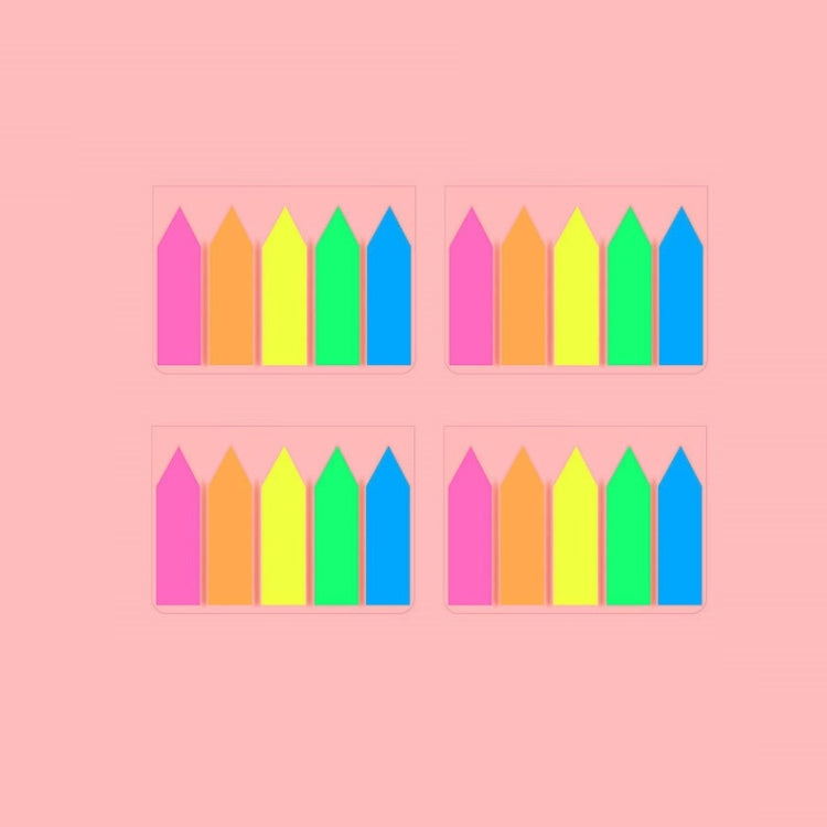 5pcs Fluorescent Transparent Small Sticker Note Indicator Label Index Sticker, 7660 (One Box), 7661 (One Pack), 7662 (One Pack), 7663 (One Pack), 7664 (One Pack), 7665 (One Pack)