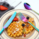 24 in 1 Stainless Steel Tableware Western Steak Cutlery Gift Set, Silver, Golden, Rose Gold, Rainbow Color, Black