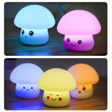 Silicone Colorful Mushroom Night Light Bedside Sleeping Table Lamp, 0.8W
