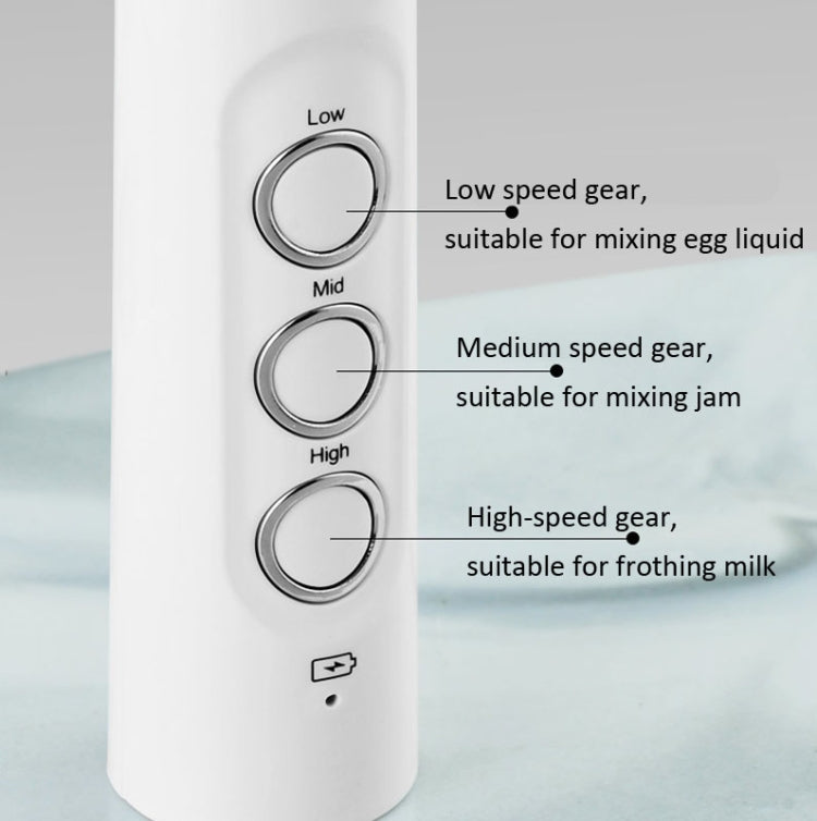 Whisk Household Electric Baking Mini Wireless Hand-Held Charging Stirrer Milk Frother, White, Black