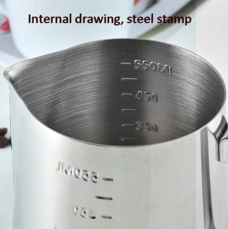 304 Stainless Steel Pointed Mouth Etched Cup Graduated Measuring Cup Milk Foam Cup Coffee Pot, 600ml, 1000ml