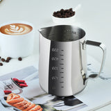 304 Stainless Steel Pointed Mouth Etched Cup Graduated Measuring Cup Milk Foam Cup Coffee Pot, 600ml, 1000ml