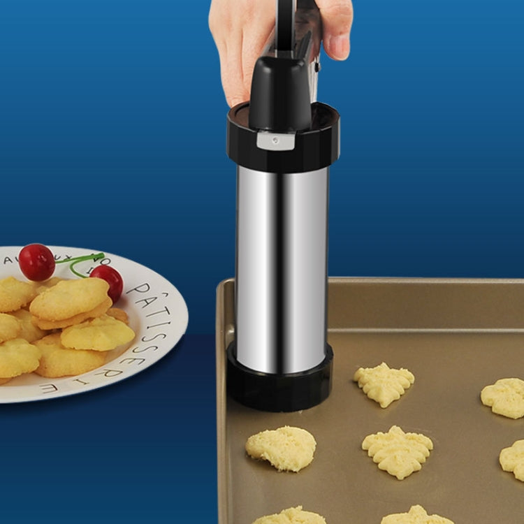 Multi-Function Stainless Steel Piping Gun Set Cookie Biscuits Hand Pressing Biscuit Machine Household DIY Baking Tools, 16 in 1(Silver)