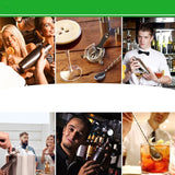 10 in 1 Stainless Steel Shaker Bamboo Stand Set Oblique Mouth Bar Cocktail Bartending Tool, 350ml, 550ml, 750ml