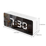 LED Mirror Alarm Clock Digital Snooze Table Clock Electronic Time Temperature Large Display with Wake Up Light, TS-S69-W