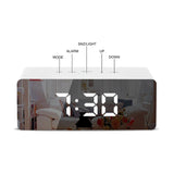 LED Mirror Alarm Clock Digital Snooze Table Clock Electronic Time Temperature Large Display with Wake Up Light, TS-S69-W