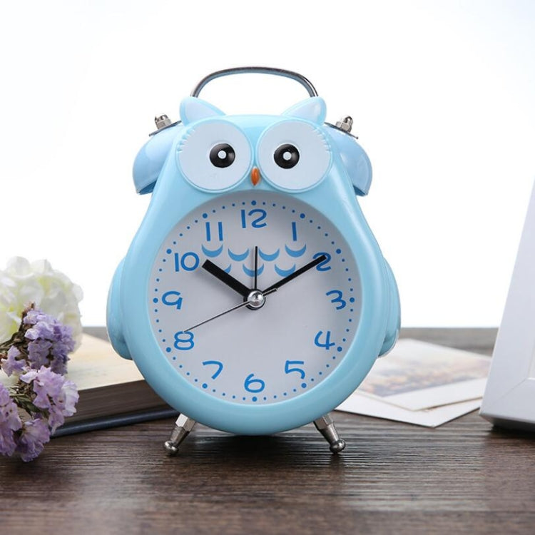 2 PCS Children Creative Cartoon Owl Super Ring Metal Bell Student Alarm Clock Blue