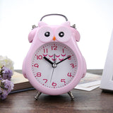 2 PCS Children Creative Cartoon Owl Super Ring Metal Bell Student Alarm Clock Pink