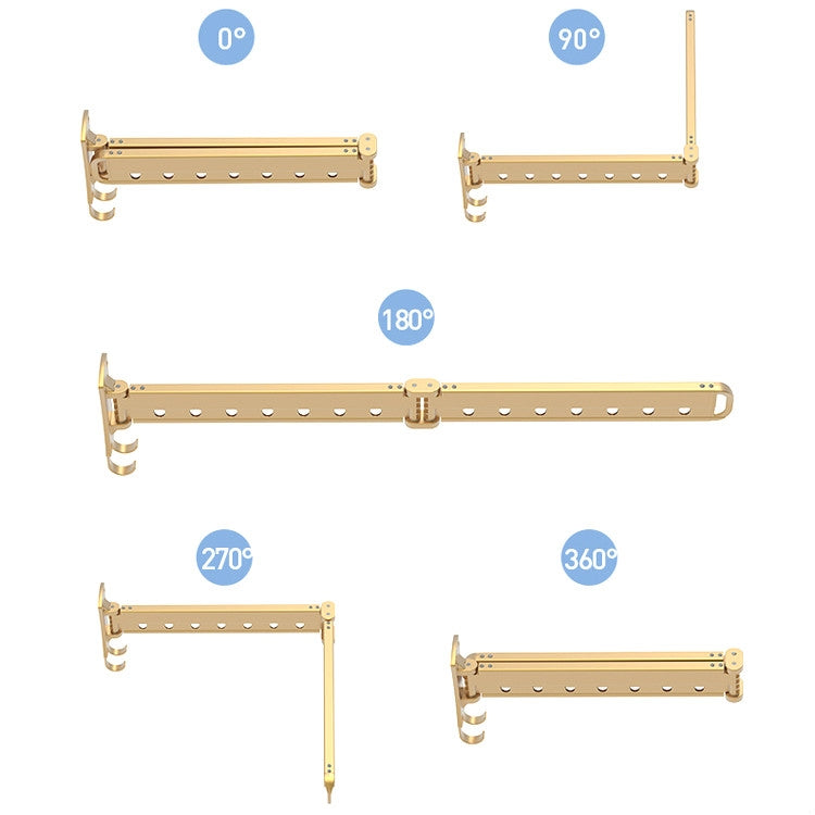 Clothes Rack Folding Telescopic Balcony Drying Rack Indoor Household Wall-Mounted Clothes Rail, Golden Long (3 Sections), Silver Long (3 Sections), Black Long (3 Sections)