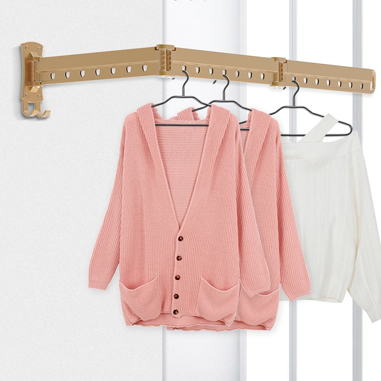 Clothes Rack Folding Telescopic Balcony Drying Rack Indoor Household Wall-Mounted Clothes Rail, Golden Long (3 Sections), Silver Long (3 Sections), Black Long (3 Sections)