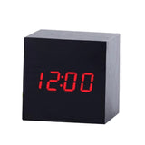 Multicolor Sounds Control Wooden Clock Modern Digital LED Desk Alarm Clock Thermometer Timer, Black White, Black Red, Black Blue, Black Green, White Wood, White Red, White Blue, White Green, Wooden White, Wooden Red, Wooden Blue, Wooden Green, Red Wood Black Red