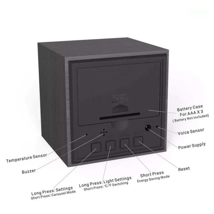 Multicolor Sounds Control Wooden Clock Modern Digital LED Desk Alarm Clock Thermometer Timer, Black White, Black Red, Black Blue, Black Green, White Wood, White Red, White Blue, White Green, Wooden White, Wooden Red, Wooden Blue, Wooden Green, Red Wood