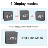 Multicolor Sounds Control Wooden Clock Modern Digital LED Desk Alarm Clock Thermometer Timer, Black White, Black Red, Black Blue, Black Green, White Wood, White Red, White Blue, White Green, Wooden White, Wooden Red, Wooden Blue, Wooden Green, Red Wood