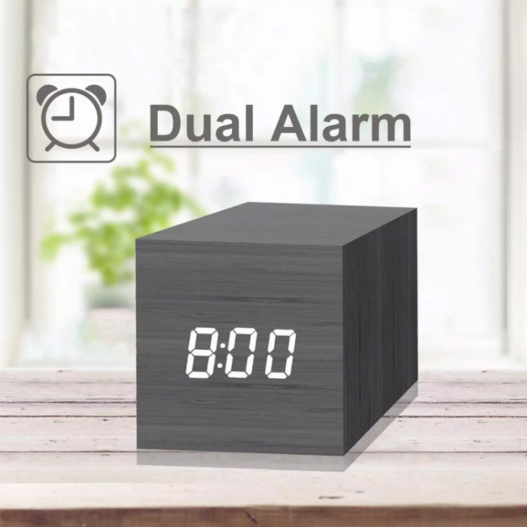 Multicolor Sounds Control Wooden Clock Modern Digital LED Desk Alarm Clock Thermometer Timer, Black White, Black Red, Black Blue, Black Green, White Wood, White Red, White Blue, White Green, Wooden White, Wooden Red, Wooden Blue, Wooden Green, Red Wood