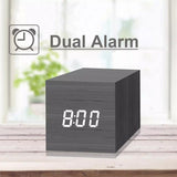Multicolor Sounds Control Wooden Clock Modern Digital LED Desk Alarm Clock Thermometer Timer, Black White, Black Red, Black Blue, Black Green, White Wood, White Red, White Blue, White Green, Wooden White, Wooden Red, Wooden Blue, Wooden Green, Red Wood