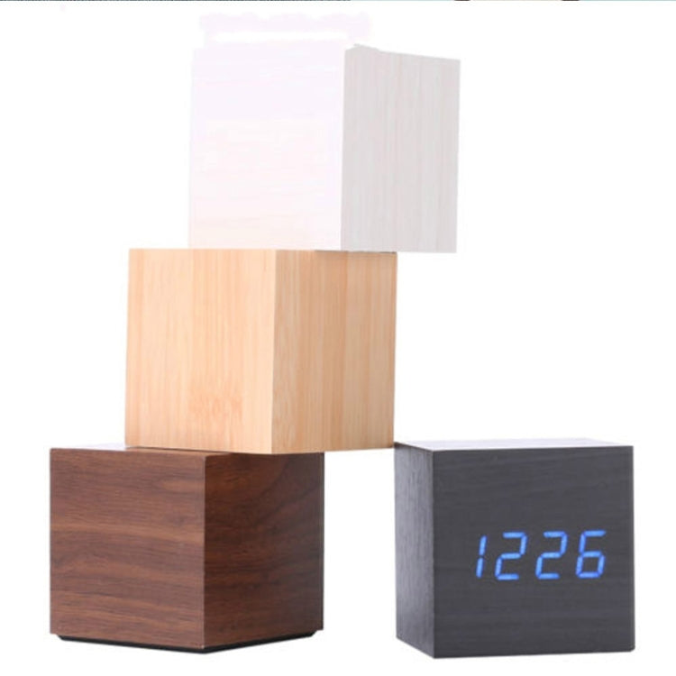 Multicolor Sounds Control Wooden Clock Modern Digital LED Desk Alarm Clock Thermometer Timer, Black White, Black Red, Black Blue, Black Green, White Wood, White Red, White Blue, White Green, Wooden White, Wooden Red, Wooden Blue, Wooden Green, Red Wood