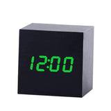 Multicolor Sounds Control Wooden Clock Modern Digital LED Desk Alarm Clock Thermometer Timer, Black White, Black Red, Black Blue, Black Green, White Wood, White Red, White Blue, White Green, Wooden White, Wooden Red, Wooden Blue, Wooden Green, Red Wood Black Green